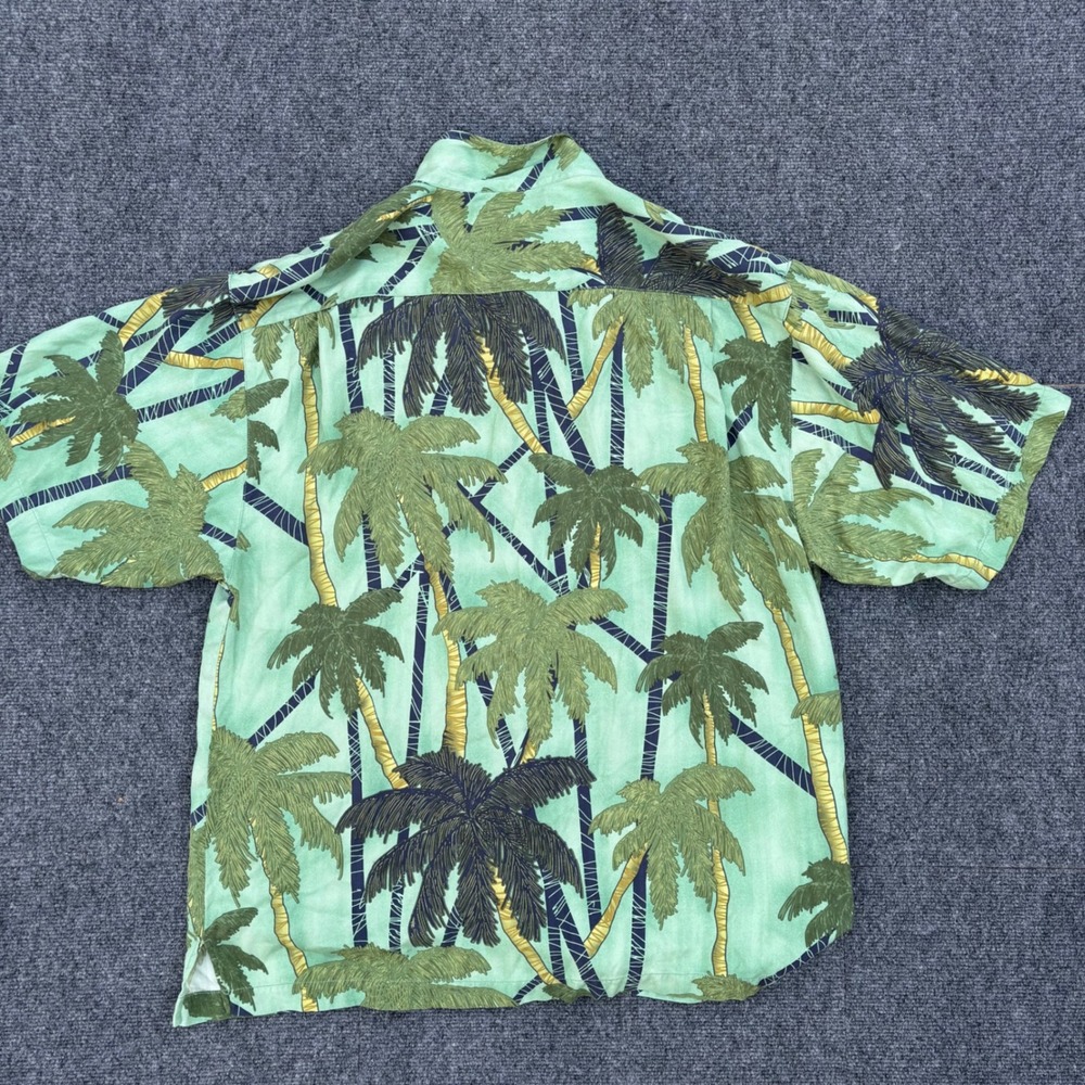 Tommy Bahama Mens XL Silk Palm Tree Tropical Loop Collar Shirt Short Sleeve - Picture 2 of 7